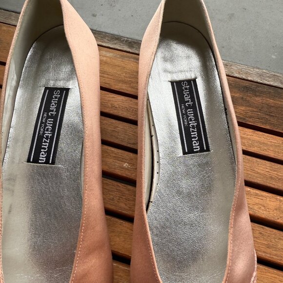 Stuart Weitzman Womens Vintage  Pink Satin Embroidered Low Heel Pumps Size 10 - Picture 3 of 9